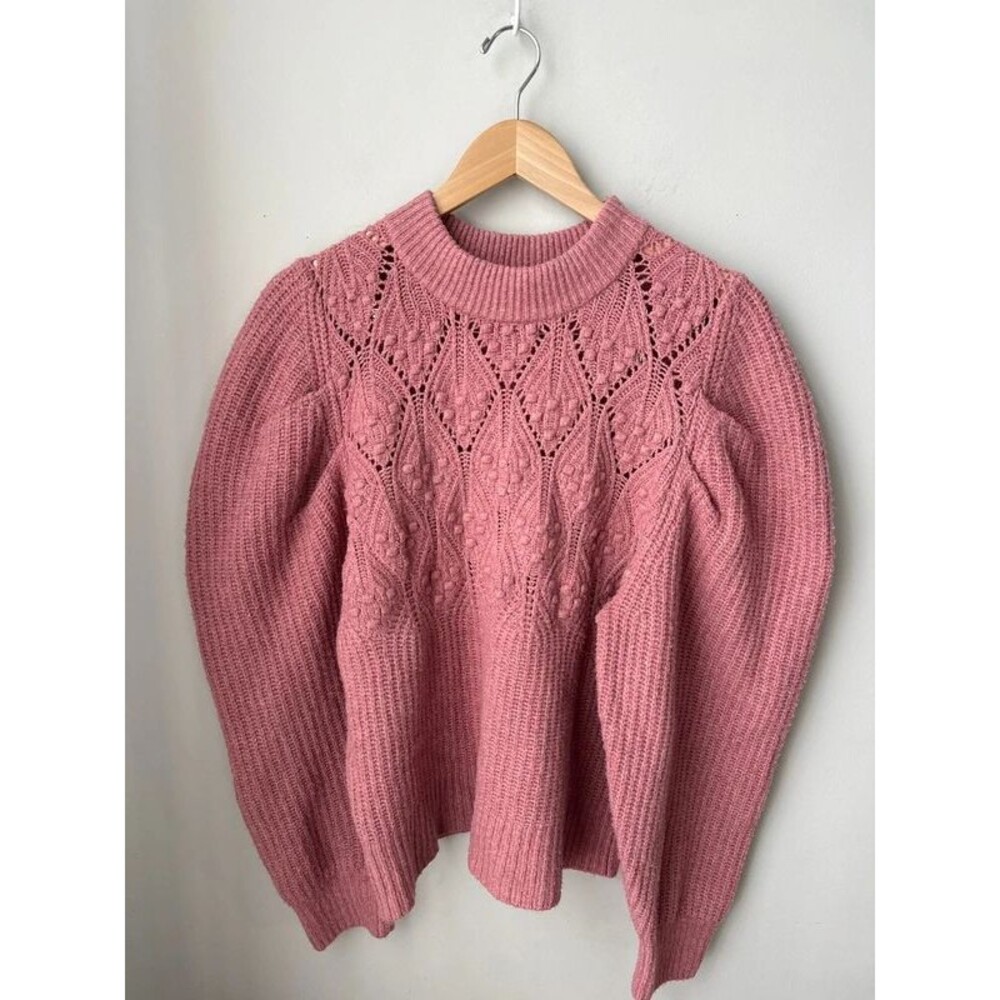 A New Day Dusty Rose Pointelle Balloon Sleeve Sweater Large